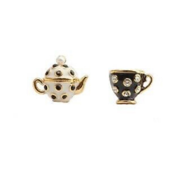 Kate Spade NY Tea Time Earring Studs Bl/ White in Gold